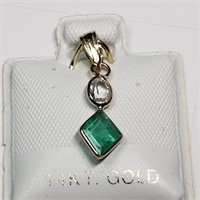 $800 14K Emerald  Beryl Pendant