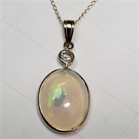 $2200 14K Opal  Diamond Necklace