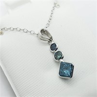 $3000 14K Blue Diamond Necklace