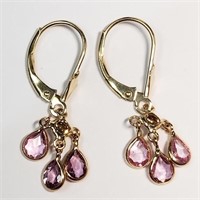 $3600 14K Pink Sapphire 1.6Ct Dia 0.22Ct Earrings