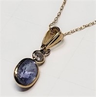 $1200 14K Sapphire  Diamond Necklace