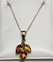$1600 14K Fancy Color Sapphire  Diamond Necklace