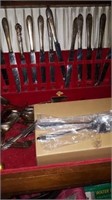 Silverware chest and box of other flatware