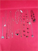 Twelve Costume Jewelry Necklaces and a Watch
