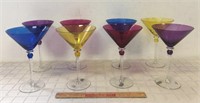 ROMANIAN COLORED GLASS MARTINI GLASSES (LARGE)