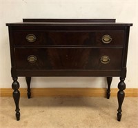 MAHOGANY SIDE BOARD WITH BRASS PULLS