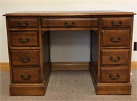 9 DRAWER LEATHER TOP DESK