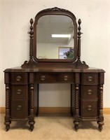 ORNATE MAHOGANY VANITY/ DESK - QUALITY