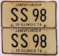 1978 Illinois Personalized License Plate Pair