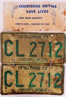 '71 Illinois License Plates - 2 Pairs