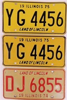 1974 & 1975 (Pair) Illinois License Plates