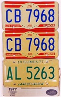 1976 (Pair) & 1977 Illinois License Plates