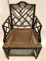 Vintage Bamboo Arm Chair with Cane Seat