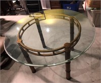 Round Metal Dining Table with Glass Top