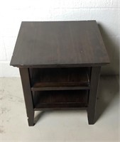 Wooden End Table with 2 Shelves