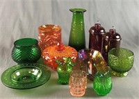 Assortment of Colored Glassware