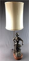 Bronze Lamp w/Woman Carrying Wheat Statue