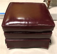 Red Leather Rolling Ottoman