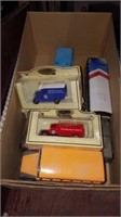 Box of old toy cars