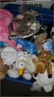 Large bin of of beanie babies and stuffies
