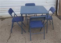 Vinyl Top Card Table & 4 Chairs