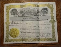 Vintage 1938 Monica Mines Mining Stock Certificate