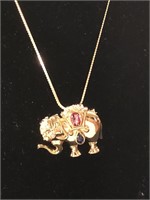 Sterling Silver GP Elephant Necklace