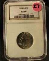 1964-D Washington Silver Quarter MS66 NGC