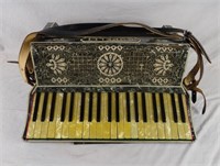 Vintage Corelli Accordion W/ Case Ornate Design