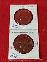 Two 1972 Eisenhower Dollar Coins
