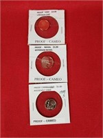 Proof Cameo Cent, Nickel and Dime
