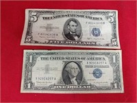 1957 $1 and 1953 $5 Silver Certificates