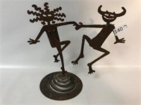 Metal Art Sculpture, Dancing Figures - 10" Tall