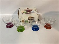 4 Pc Multicolor Glass Dessert Set