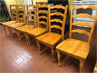 6 Maple Ladder Back Chairs, Light Wear -6 X MONEY