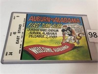 1989 Alabama vs Auburn Souvenir Ticket Stub