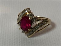 10K Ruby & Diamond Ring Size 7
