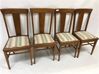 4 Tiger Oak Straight Back Chairs - 4 X MONEY