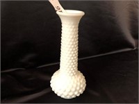 Milk Glass Hobnail Vase by SC Brody Co - 8" Tall
