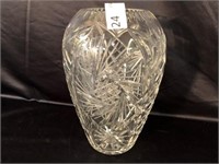 Crystal Vase, Small Chip On Base - 10.5" Tall