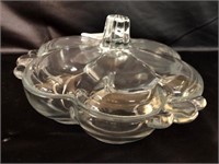 Clear Glass Candy Dish w/Lid - 7" Dia