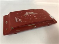 Laquered Oriental Cigarette Box-4.5" x 10" x 2" T