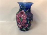 Handpainted Blue Vase by Regina - 8" Tall