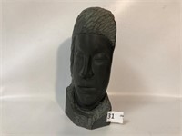 Carved Stone Bust/Bookend by Merlis - 11" Tall