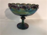 Carnival Glass Footed Bowl - 8.5" Dia x 8" Tall