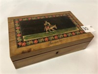 Painted & Inlaid Wood Box "Sorrento" - 8" Long