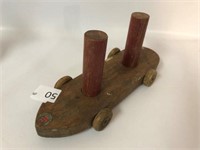 Wooden 11" Boat On Wheels by Peters Toys