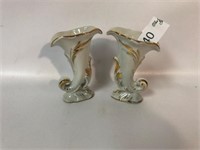 Pr of 4" Handpainted Horns, Repaired