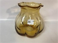 Large Amber Vase - 8" Tall