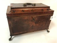 Antique Wooden Box w/Key - 6" x 11" x 8" T